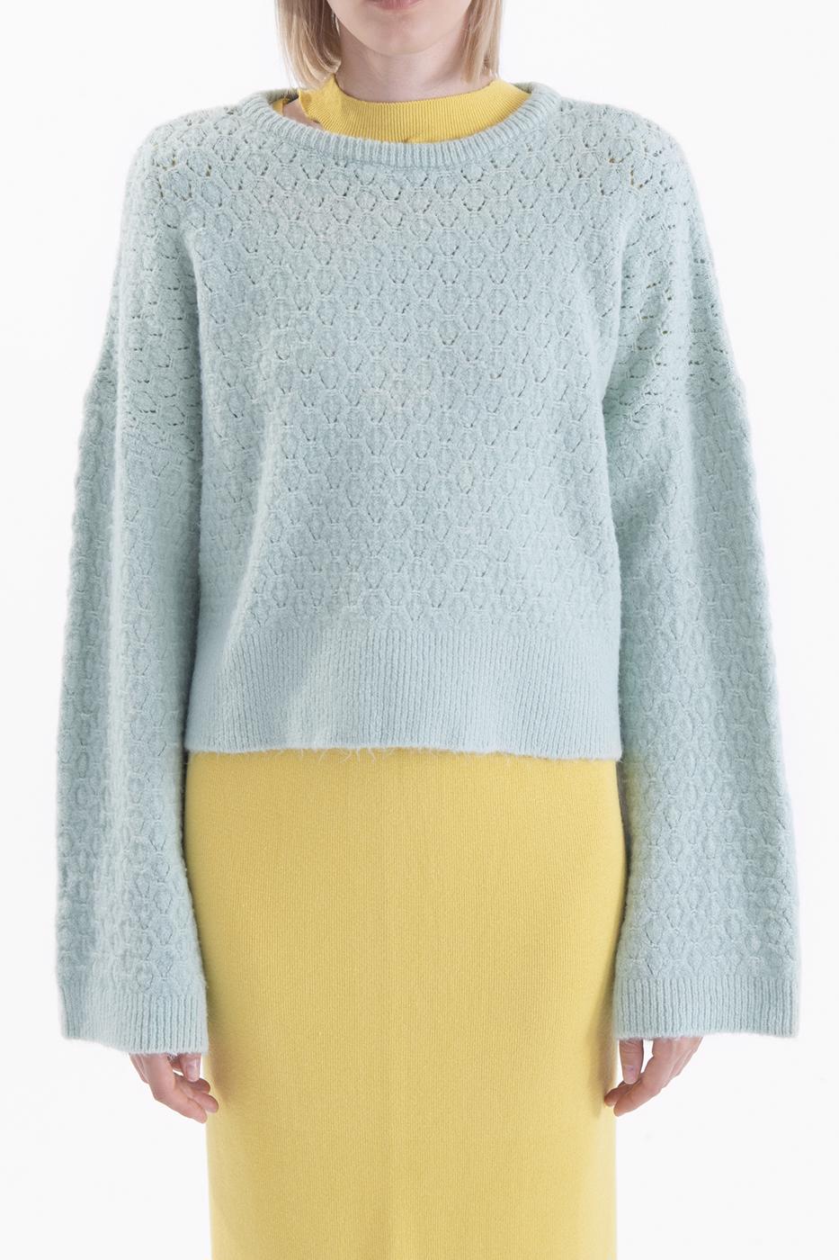 Bayan Yeşil Örgü Triko Kazak