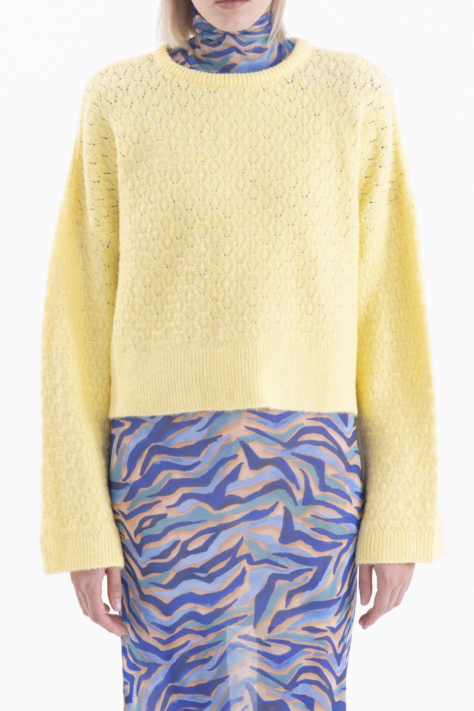 Bayan Sarı Örgü Triko Kazak