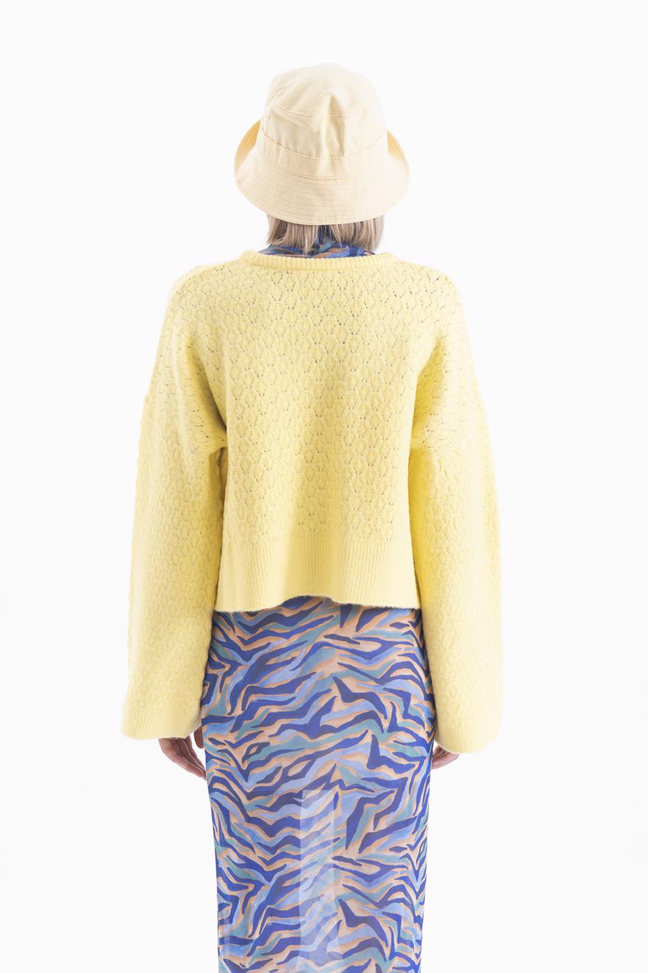 Bayan Sarı Örgü Triko Kazak