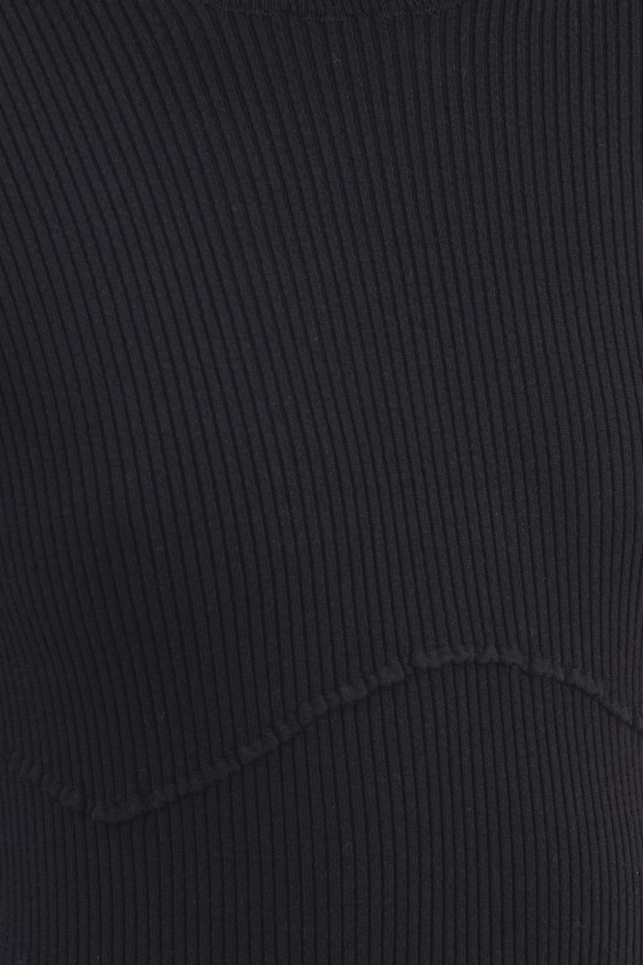 Bayan Siyah Dik Yakalı Triko Kalem Elbise