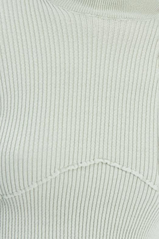 Bayan Haki Dik Yakalı Crop Triko Bluz - BSL