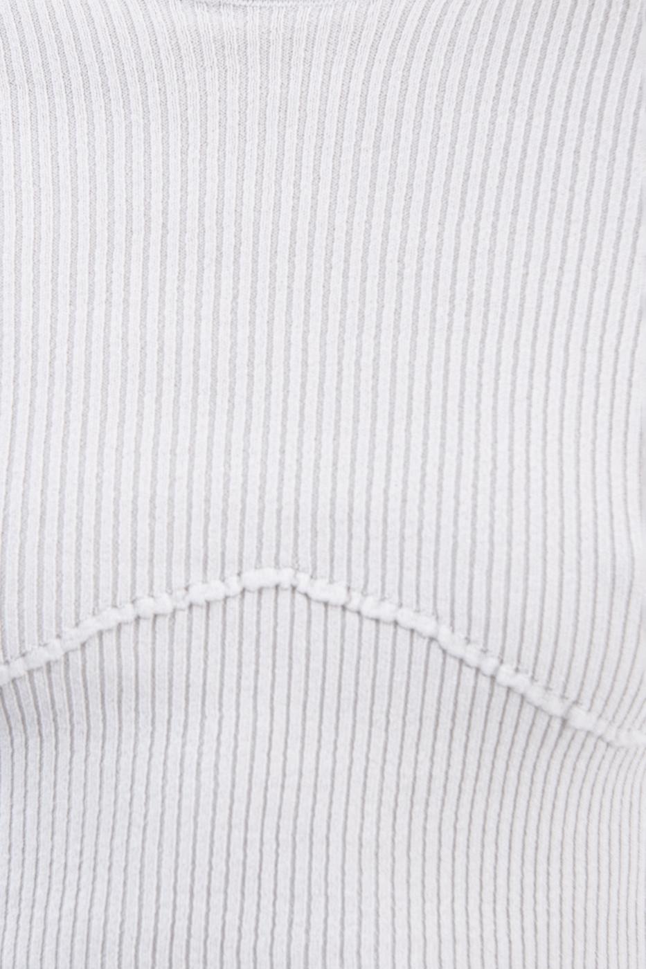 Bayan Gri Dik Yakalı Crop Triko Bluz