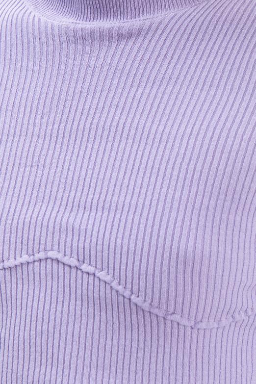 Bayan Lila Dik Yakalı Crop Triko Bluz - BSL