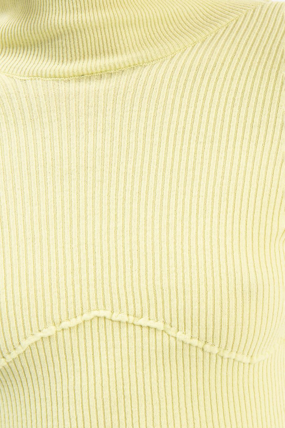 Bayan Sarı Dik Yakalı Crop Triko Bluz