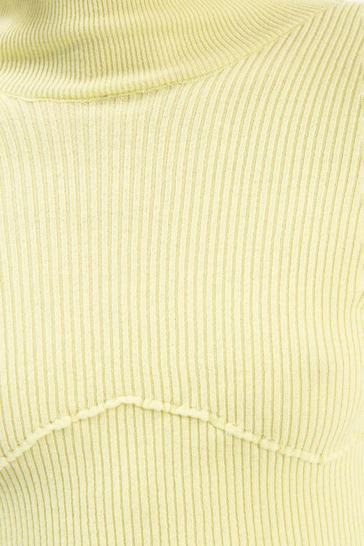 Bayan Sarı Dik Yakalı Crop Triko Bluz - BSL