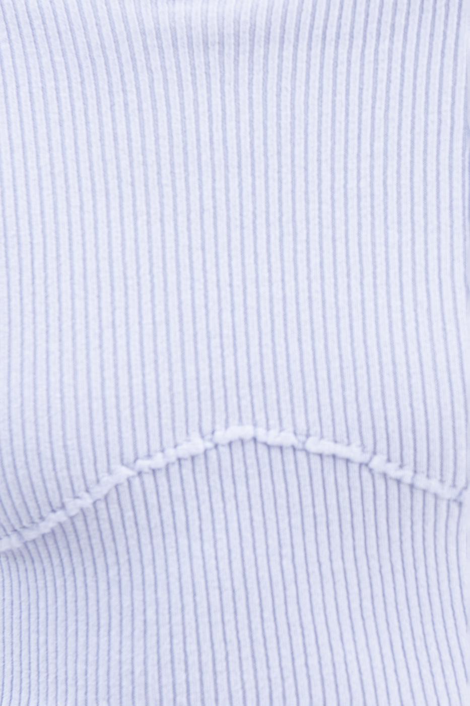 Bayan Mavi Dik Yakalı Crop Triko Bluz