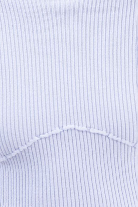 Bayan Mavi Dik Yakalı Crop Triko Bluz - BSL