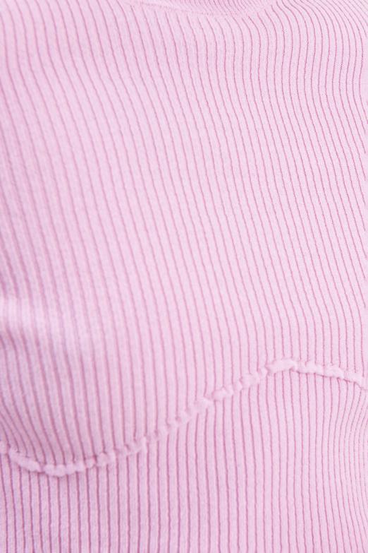 Bayan Pembe Dik Yakalı Crop Triko Bluz - BSL