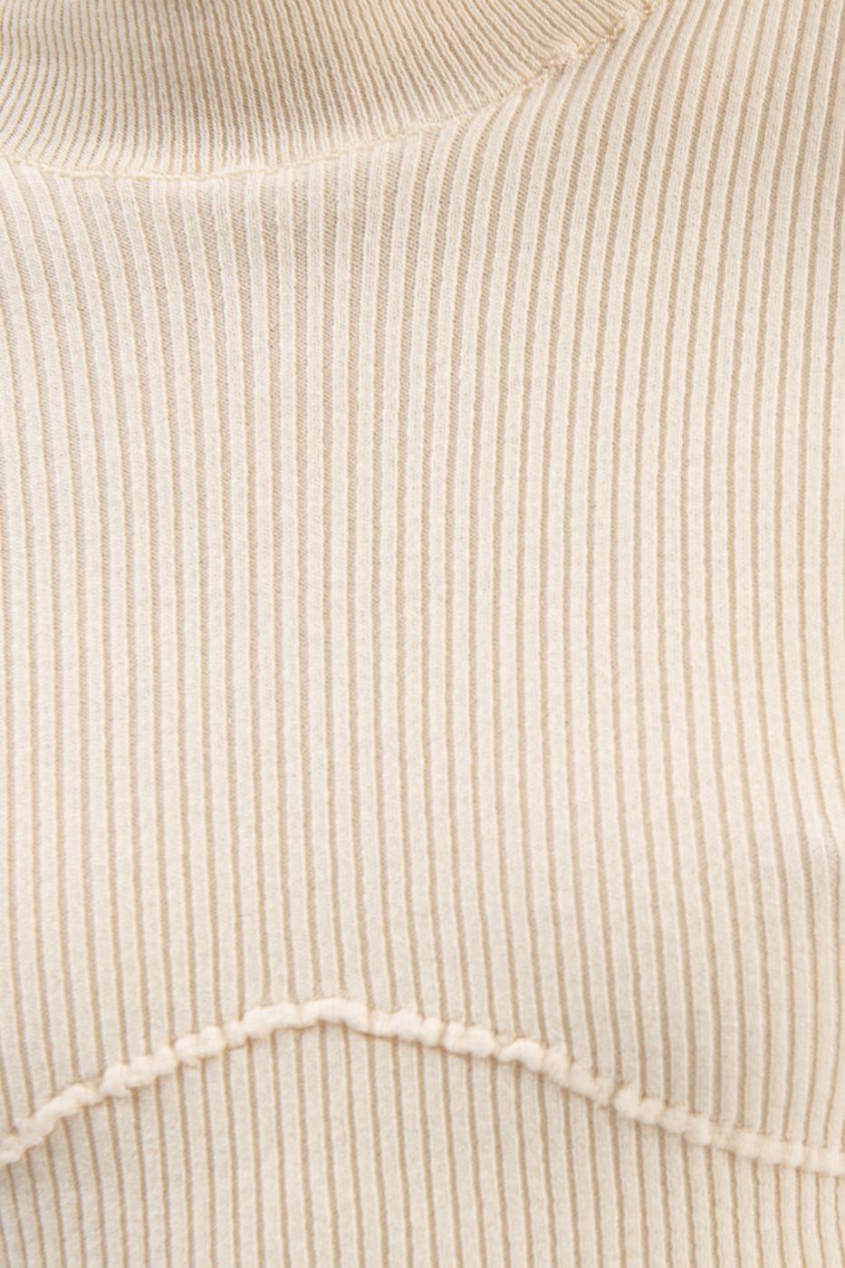 Bayan Sarı Dik Yakalı Crop Triko Bluz