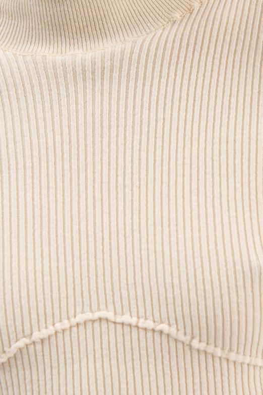 Bayan Sarı Dik Yakalı Crop Triko Bluz - BSL