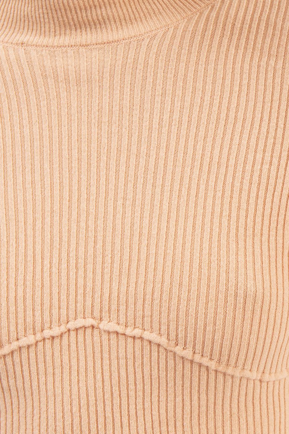 Bayan Somon Dik Yakalı Crop Triko Bluz