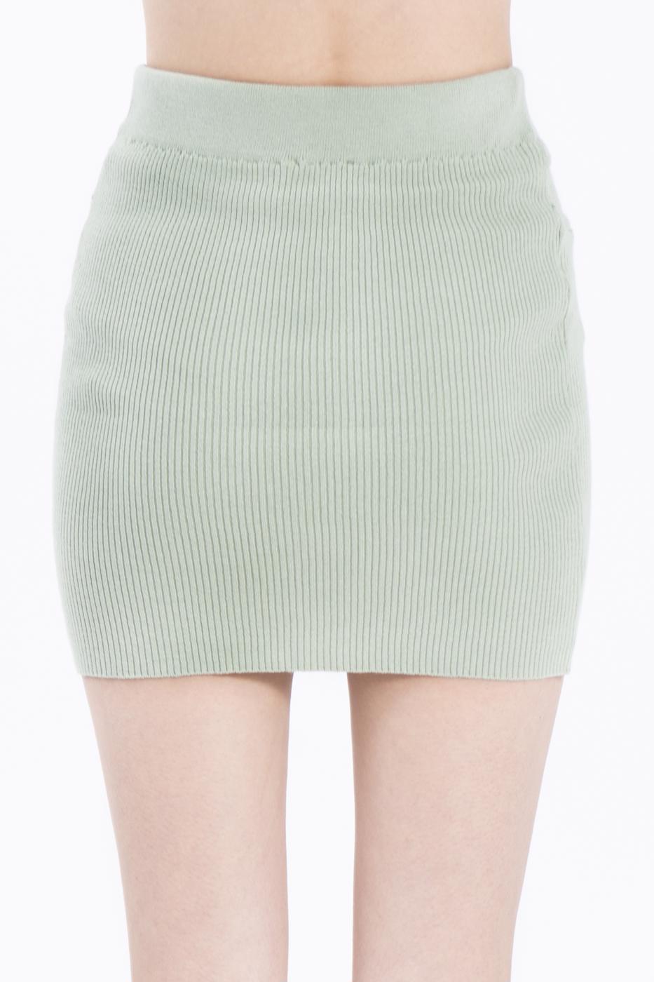 Bayan Haki Triko Mini Dar Etek