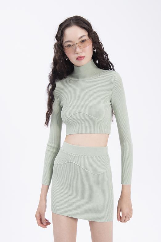 Bayan Haki Triko Mini Dar Etek - BSL