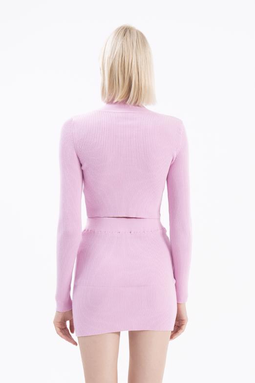 Bayan Pembe Triko Mini Dar Etek - BSL