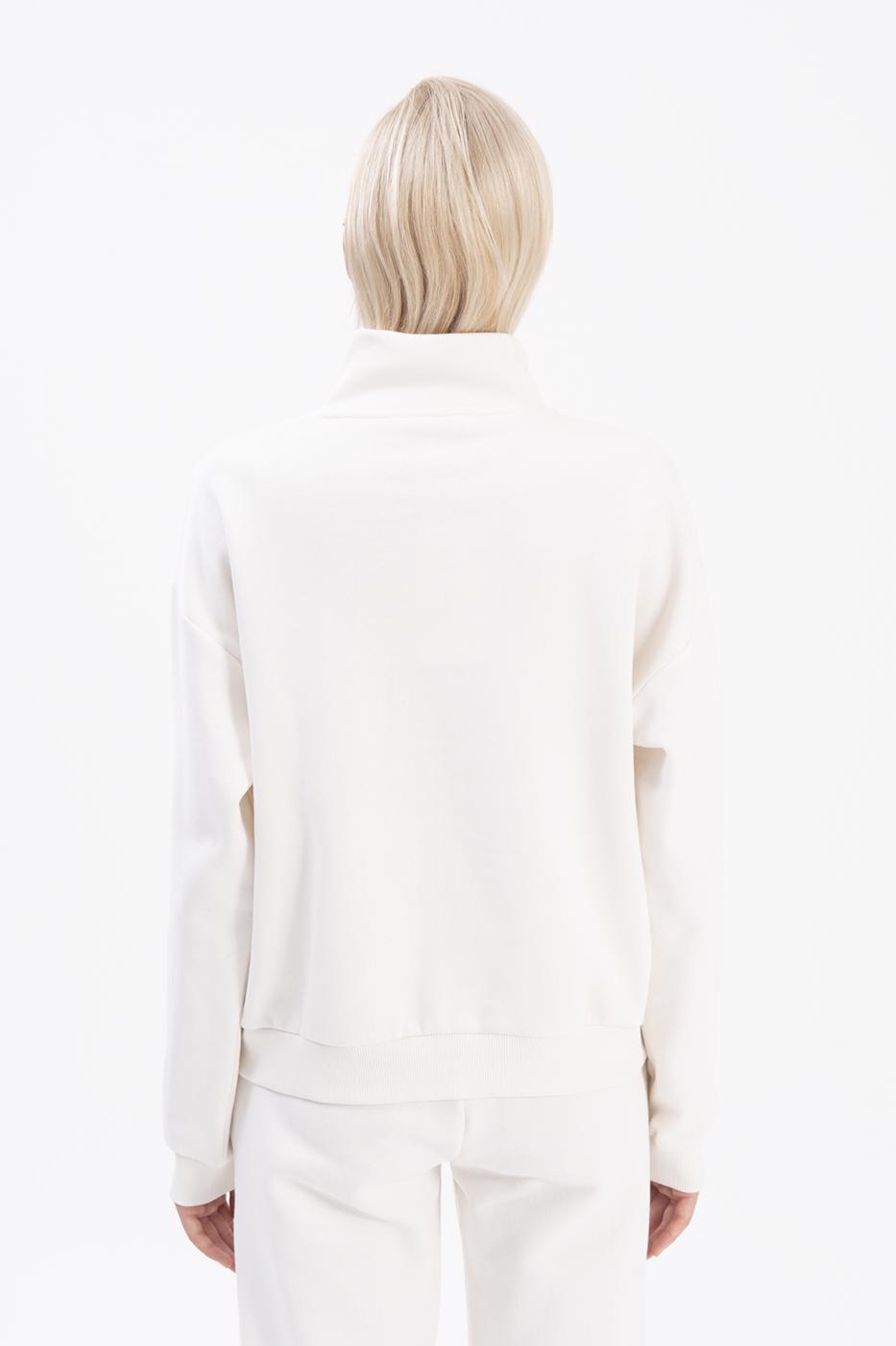 Bayan Ekru Dik Kapalı Sweatshırt