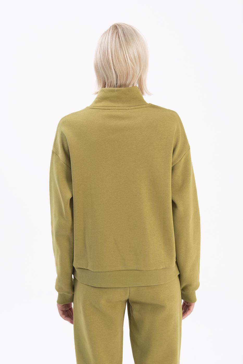 Bayan Haki Dik Kapalı Sweatshırt