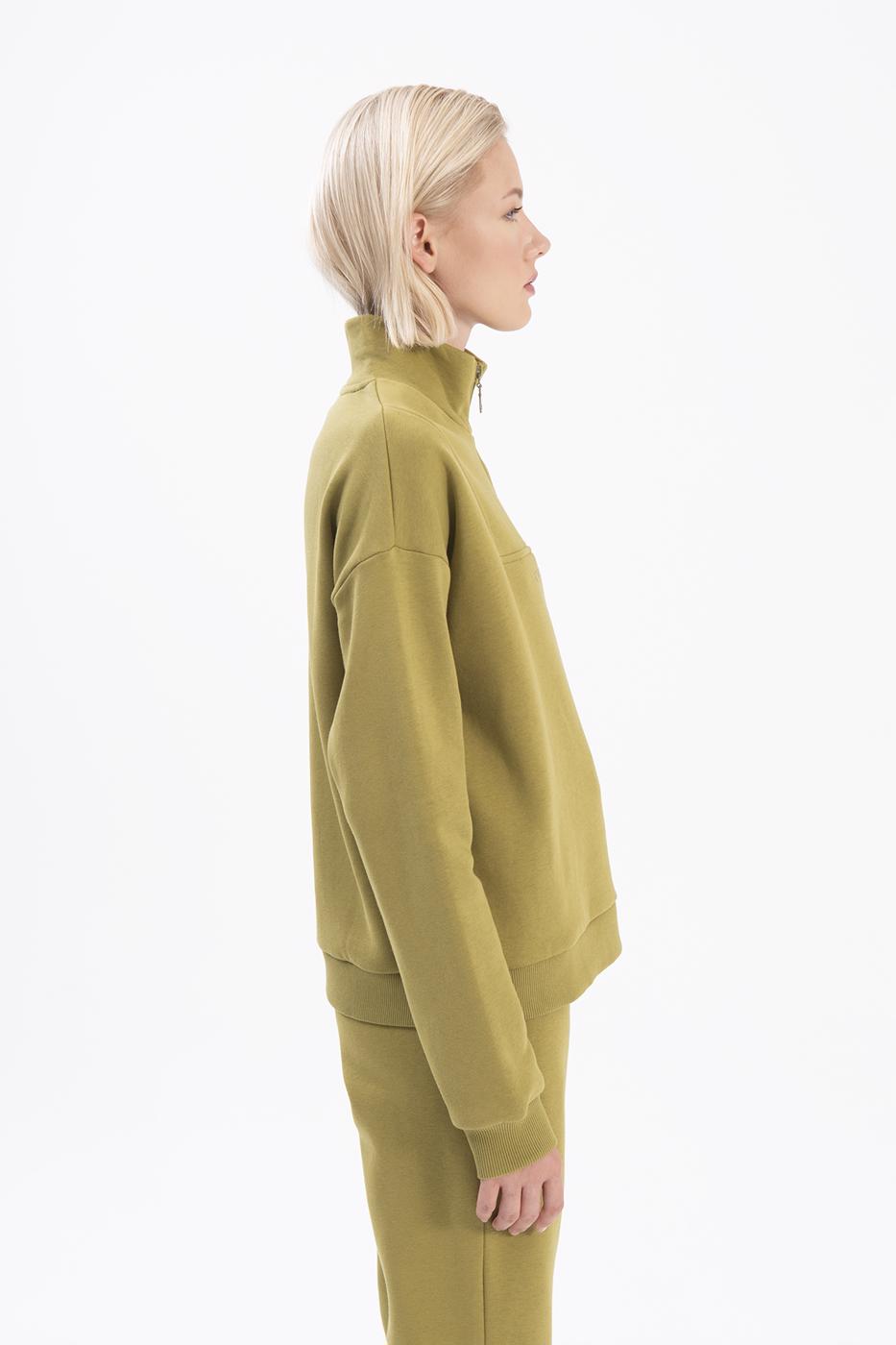 Bayan Haki Dik Kapalı Sweatshırt