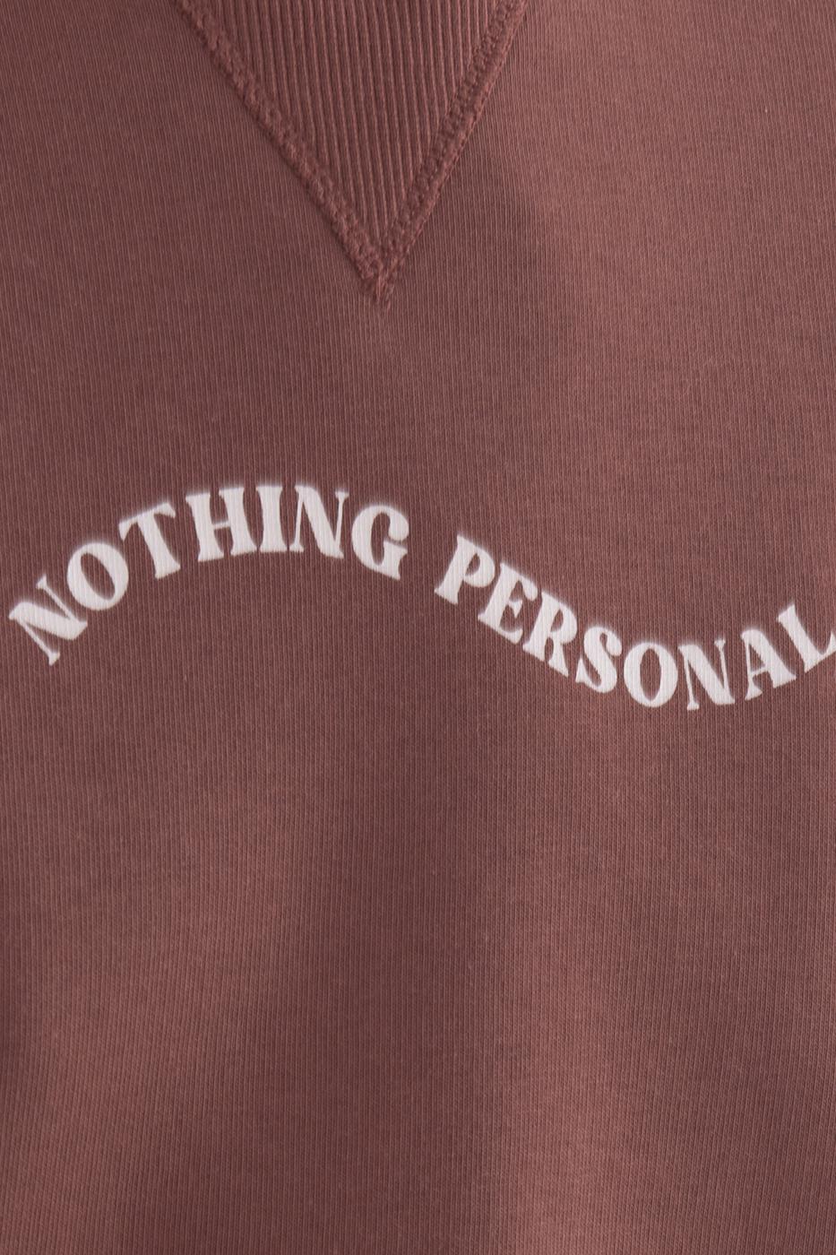 Bayan Kahverengi Baskılı Basic Crop Sweatshirt