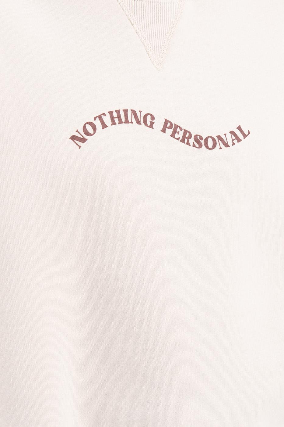 Bayan Krem Baskılı Basic Crop Sweatshirt