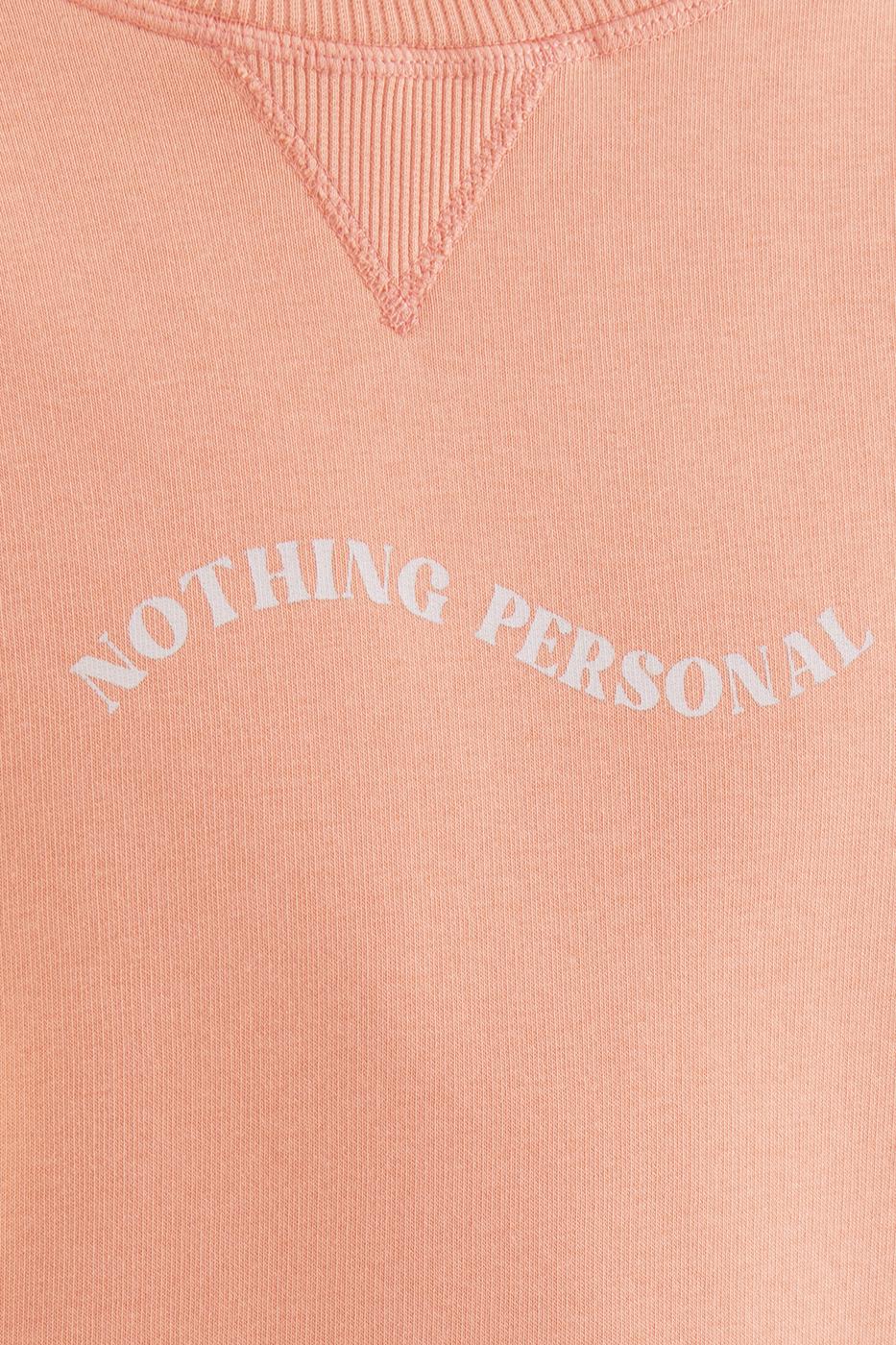 Bayan Somon Baskılı Basic Crop Sweatshirt