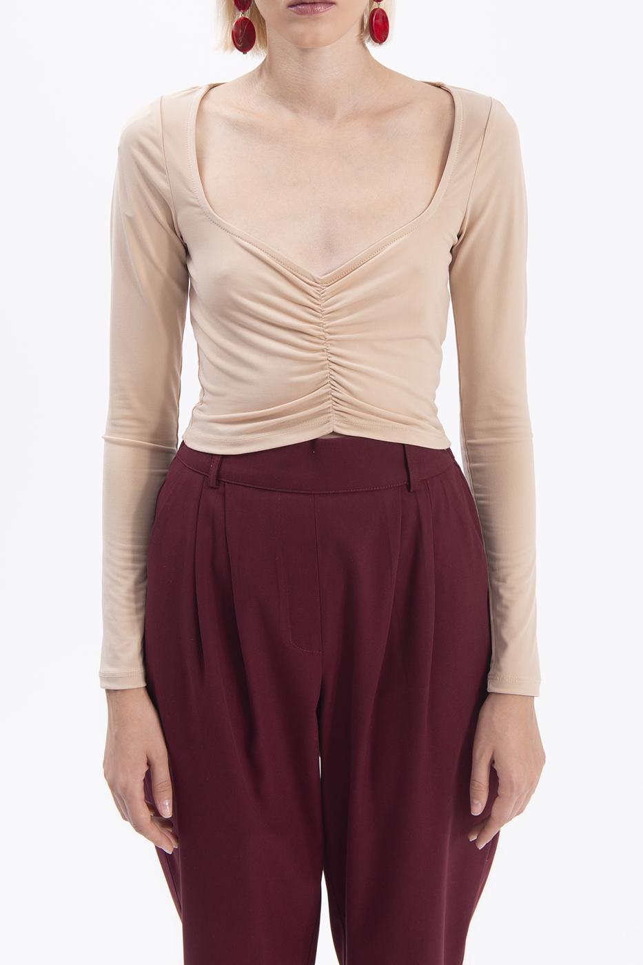 Bayan Bej Uzun Kollu Crop Body