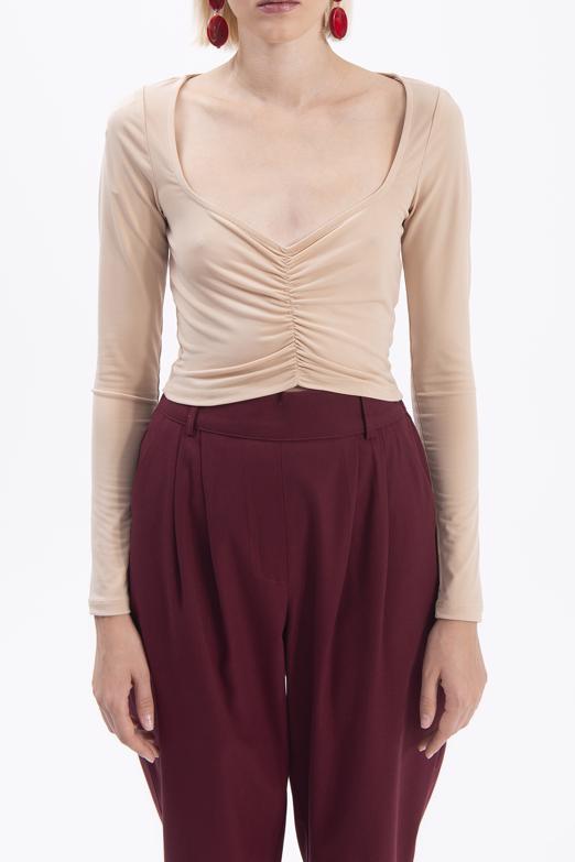 Bayan Bej Uzun Kollu Crop Body - BSL