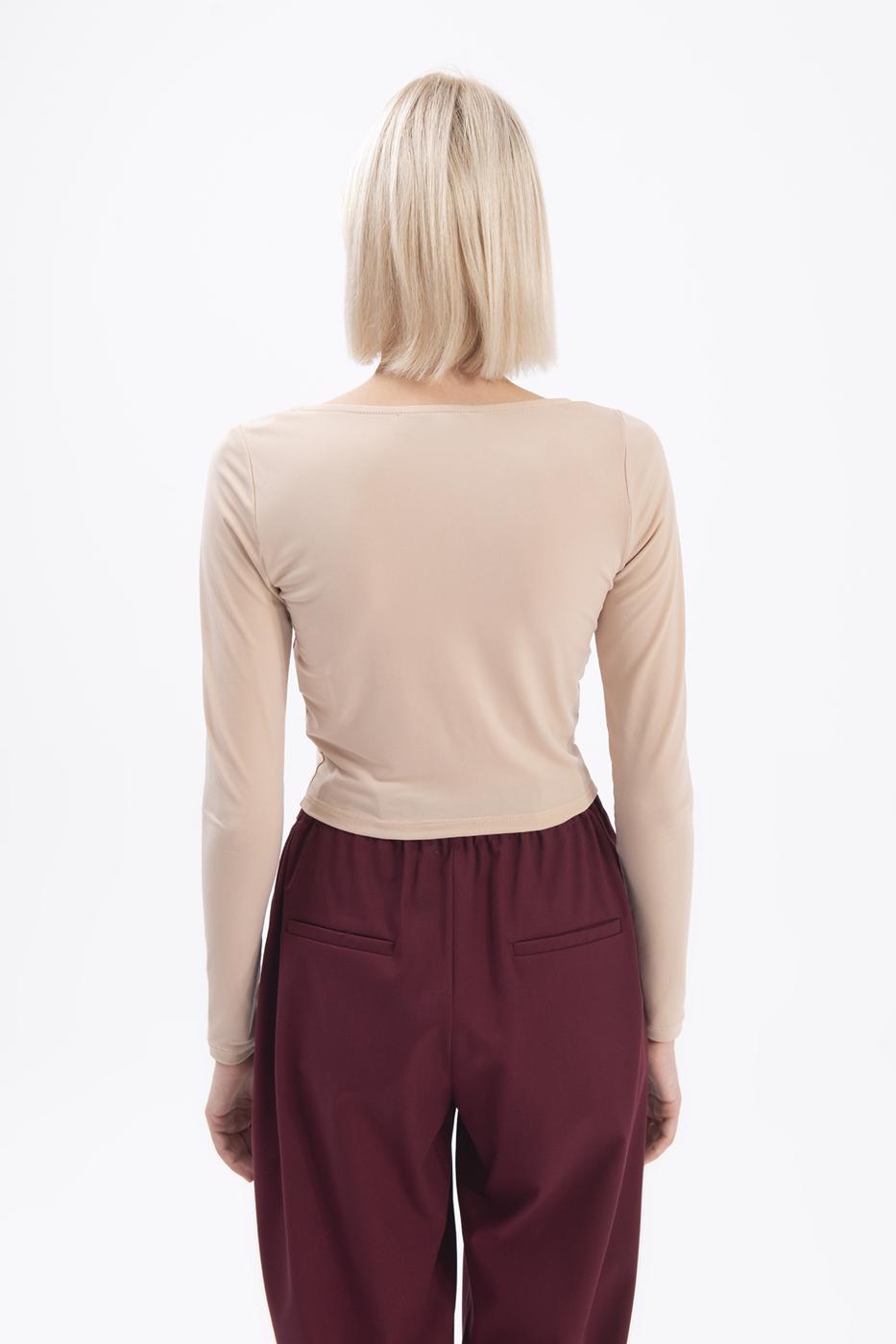 Bayan Bej Uzun Kollu Crop Body