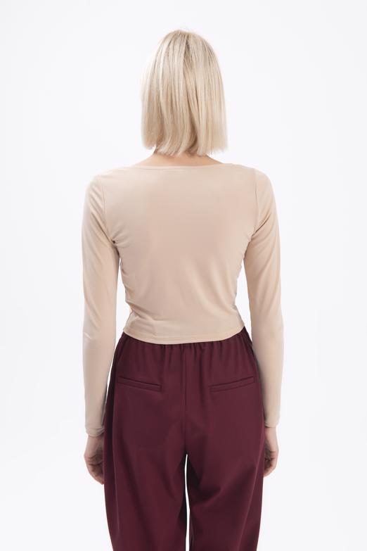 Bayan Bej Uzun Kollu Crop Body - BSL