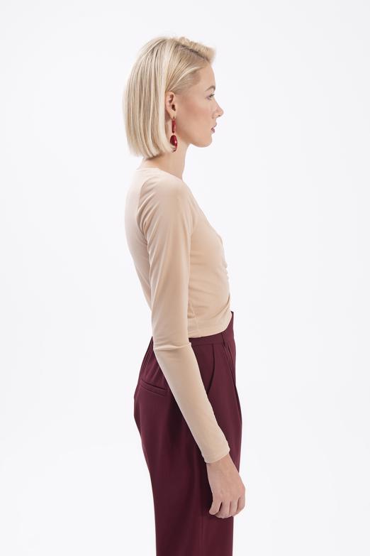 Bayan Bej Uzun Kollu Crop Body - BSL