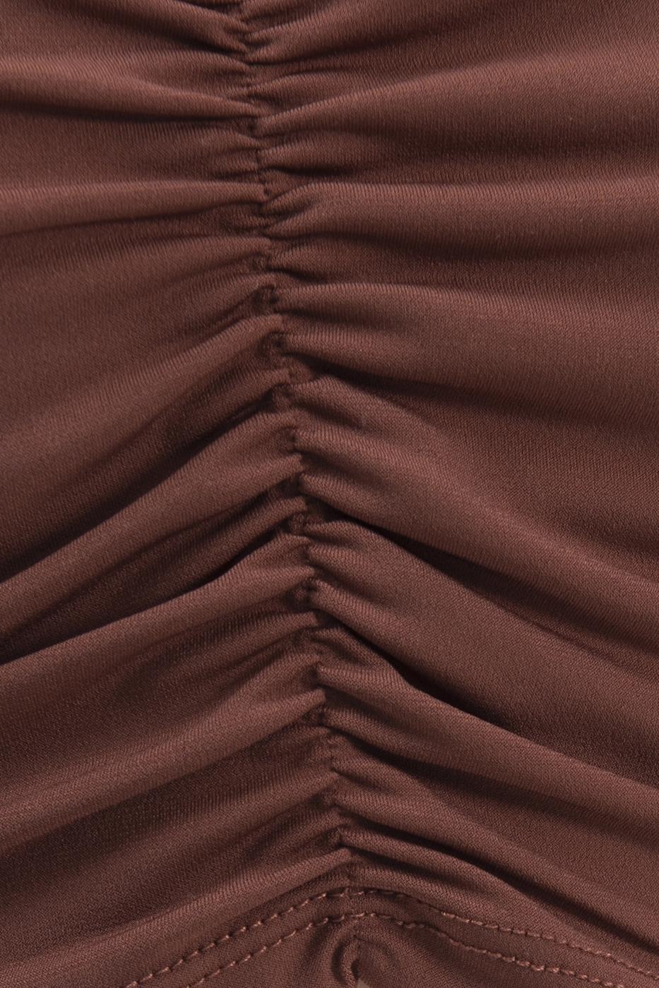 Bayan Kahverengi Uzun Kollu Crop Body