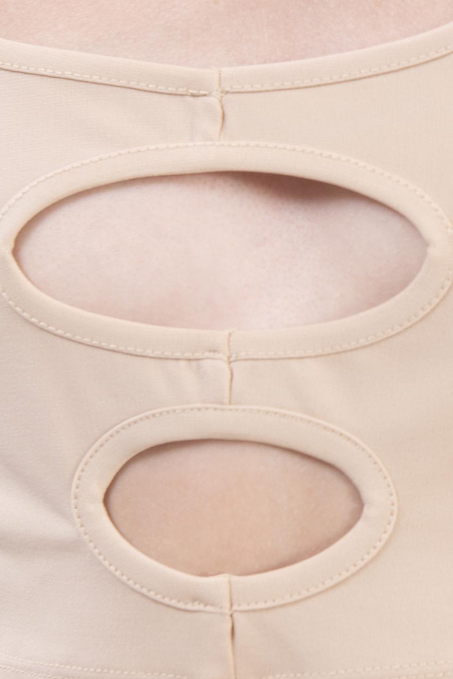 Bayan Bej Pencere Detaylı Crop Body