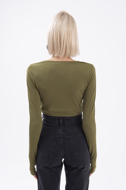 Bayan Haki Pencere Detaylı Crop Body - BSL