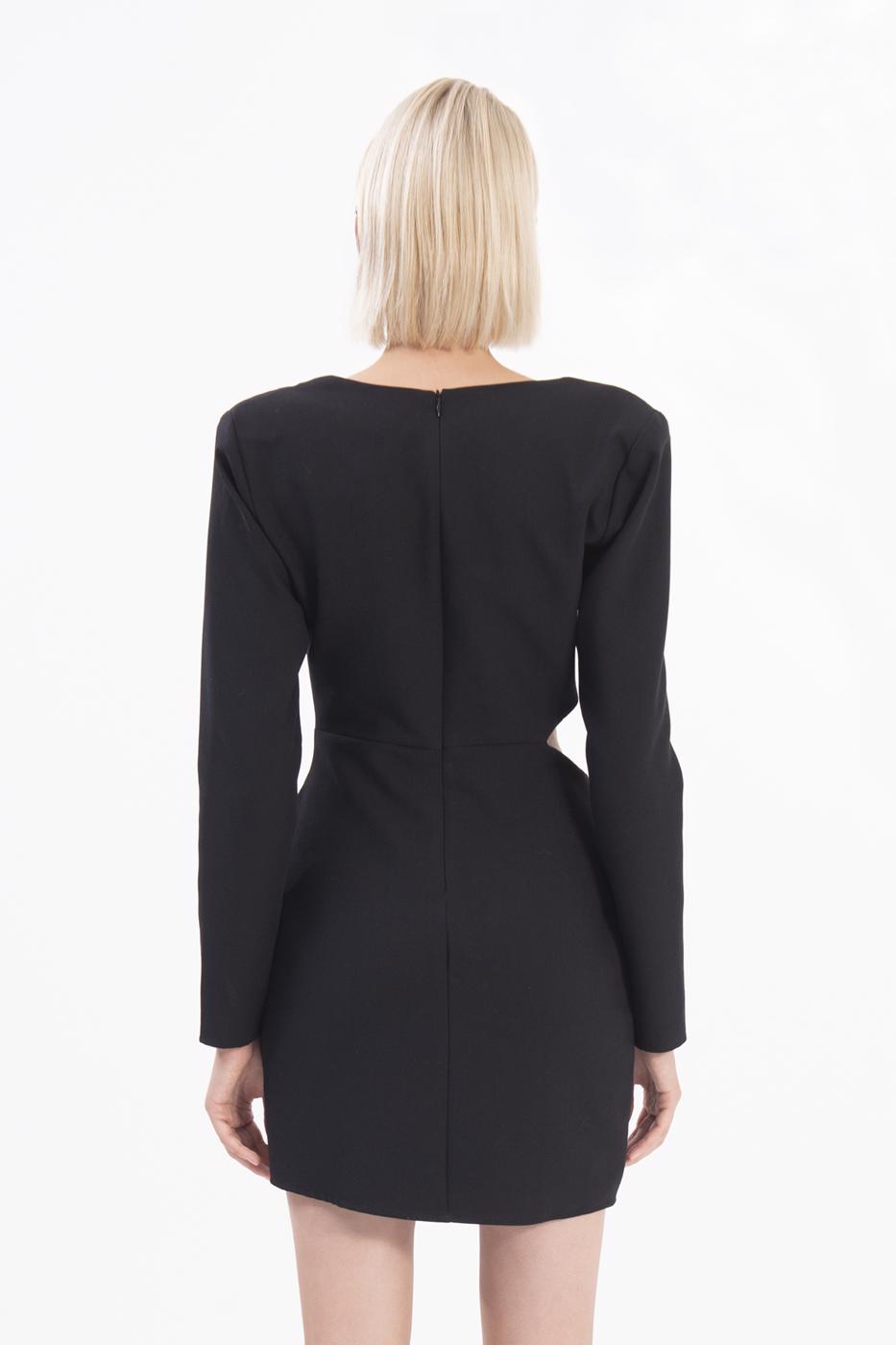 Bayan Siyah Pencereli Mini Elbise