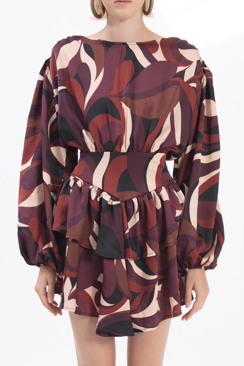 Bayan Multı Kayık Yaka Mini Elbise