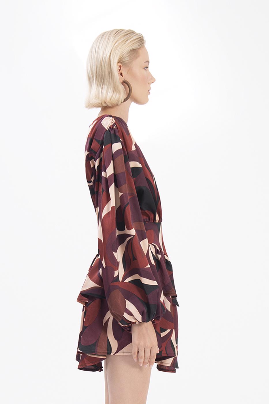 Bayan Multı Kayık Yaka Mini Elbise