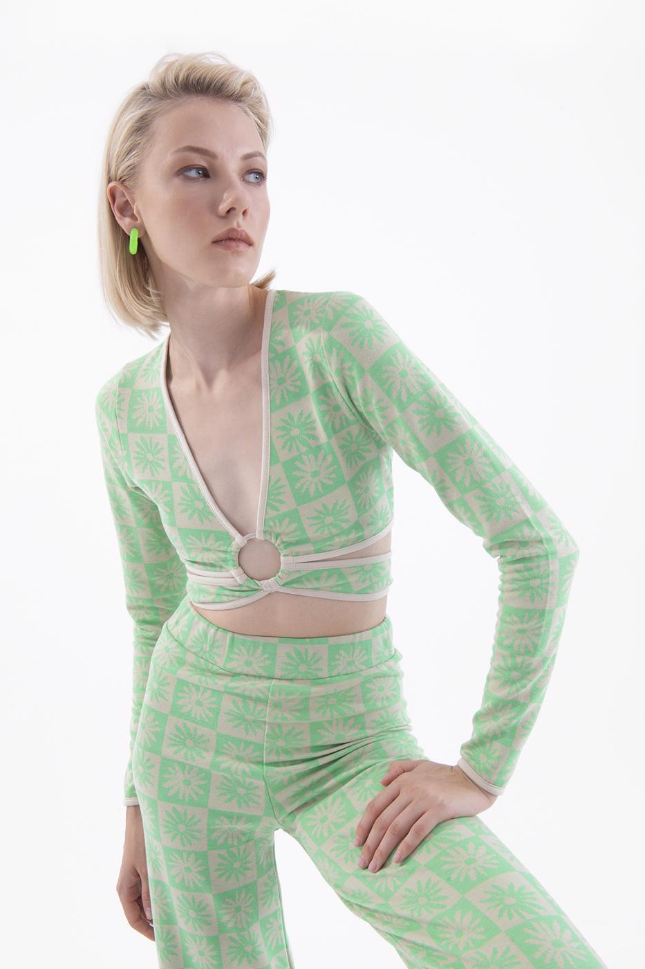 Bayan Yeşil Uzun Kollu Büstiyer