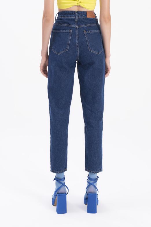 Bayan Lacivert Yüksek Bel Denim Pantolon - BSL