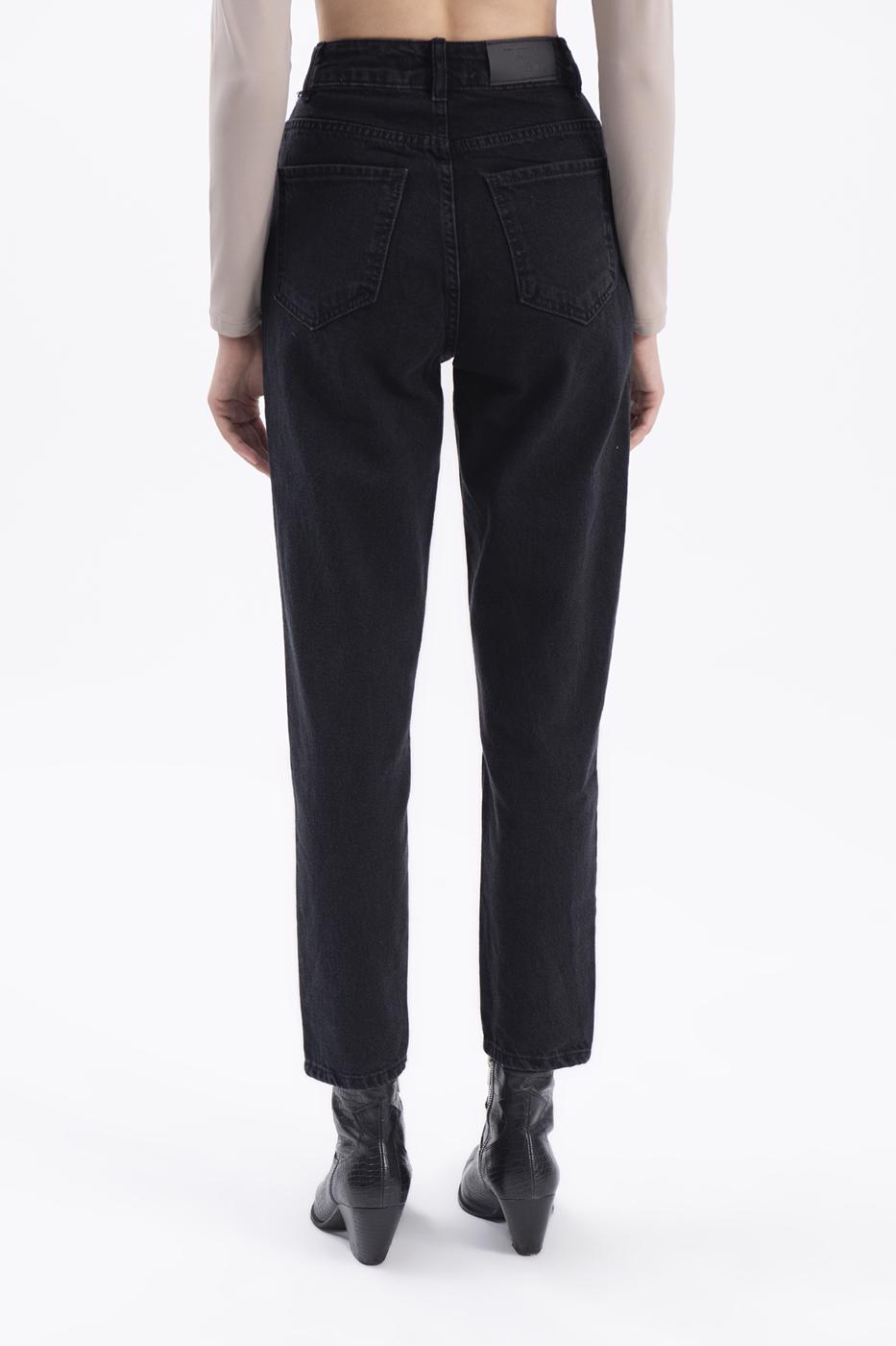 Bayan Siyah Yüksek Bel Denim Pantolon