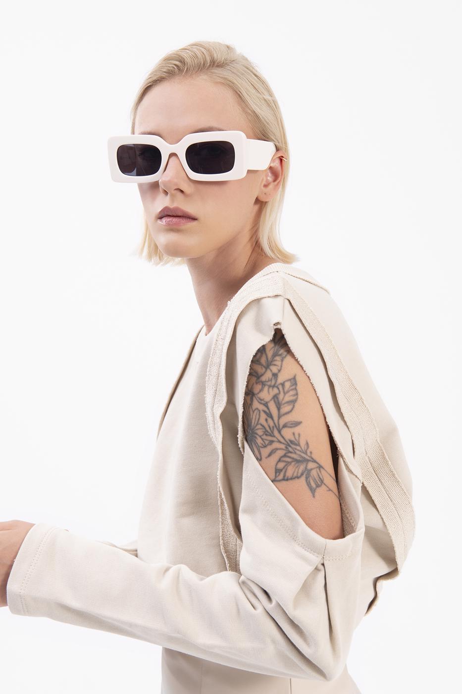 Bayan Bej Kol Pencereli Sweatshırt