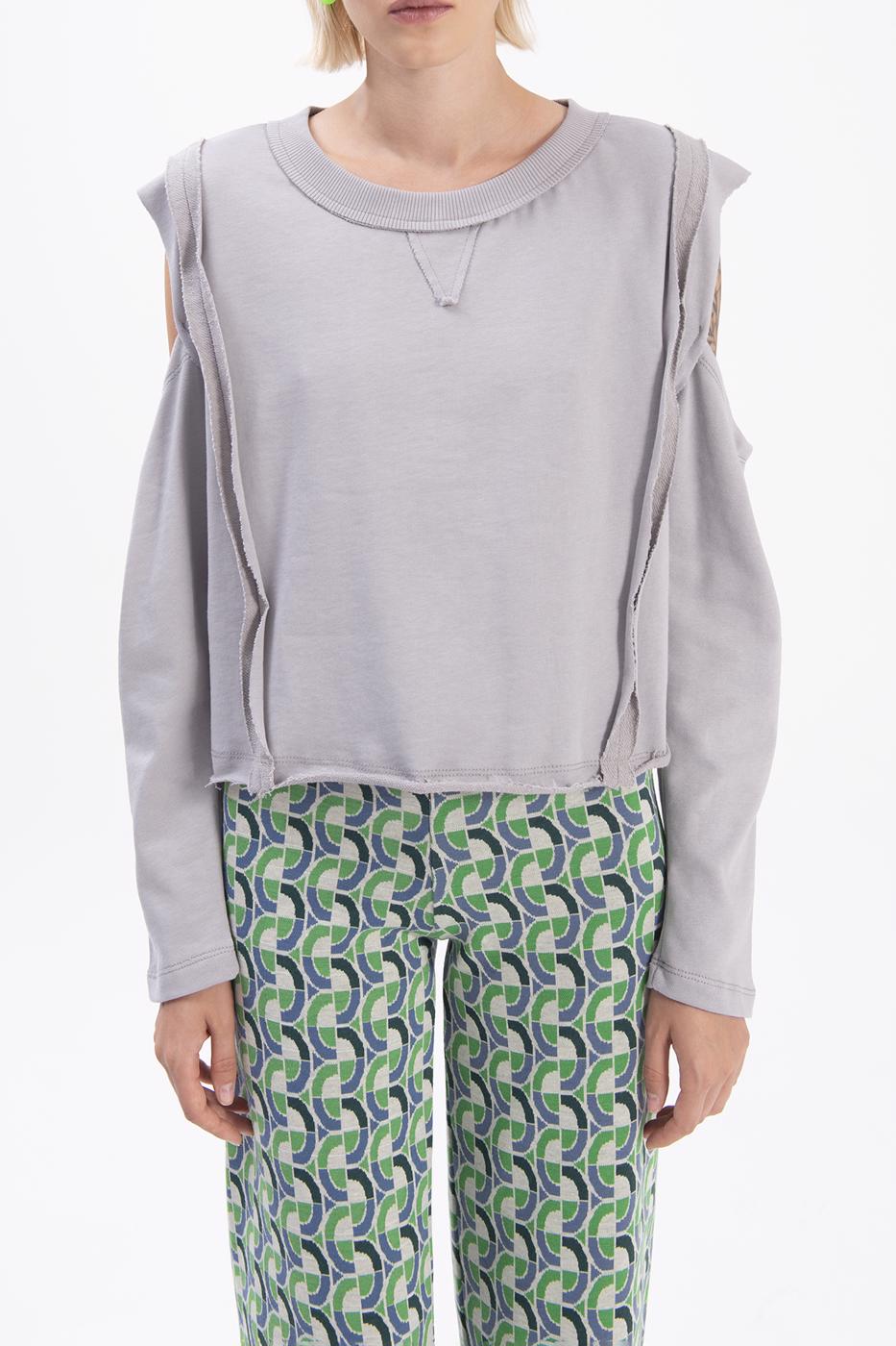 Bayan Gri Kol Pencereli Sweatshırt