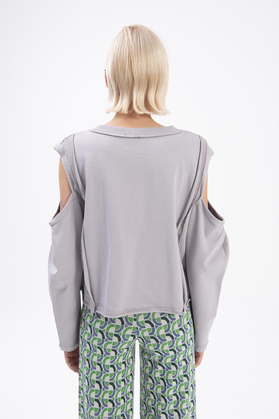 Bayan Gri Kol Pencereli Sweatshırt