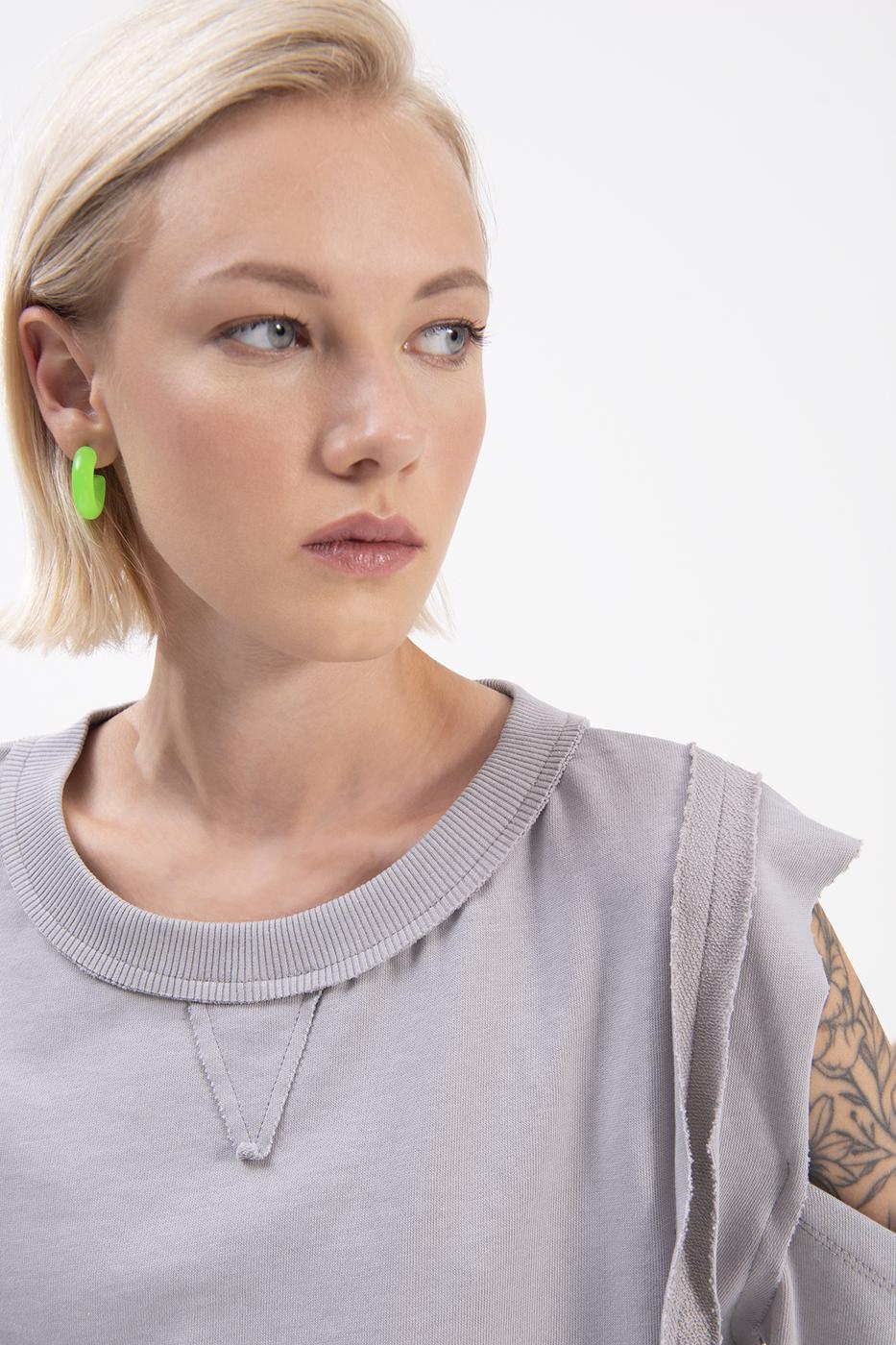 Bayan Gri Kol Pencereli Sweatshırt