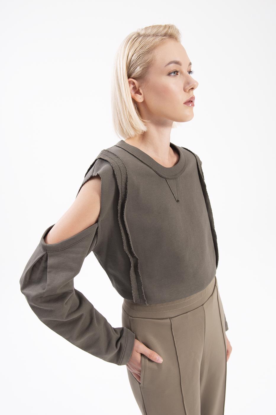 Bayan Haki Kol Pencereli Sweatshırt