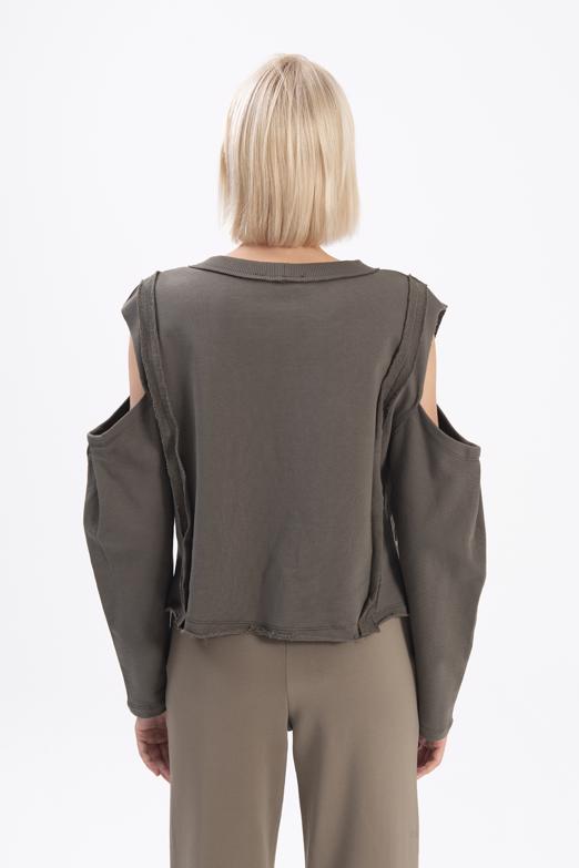 Bayan Haki Kol Pencereli Sweatshırt - BSL