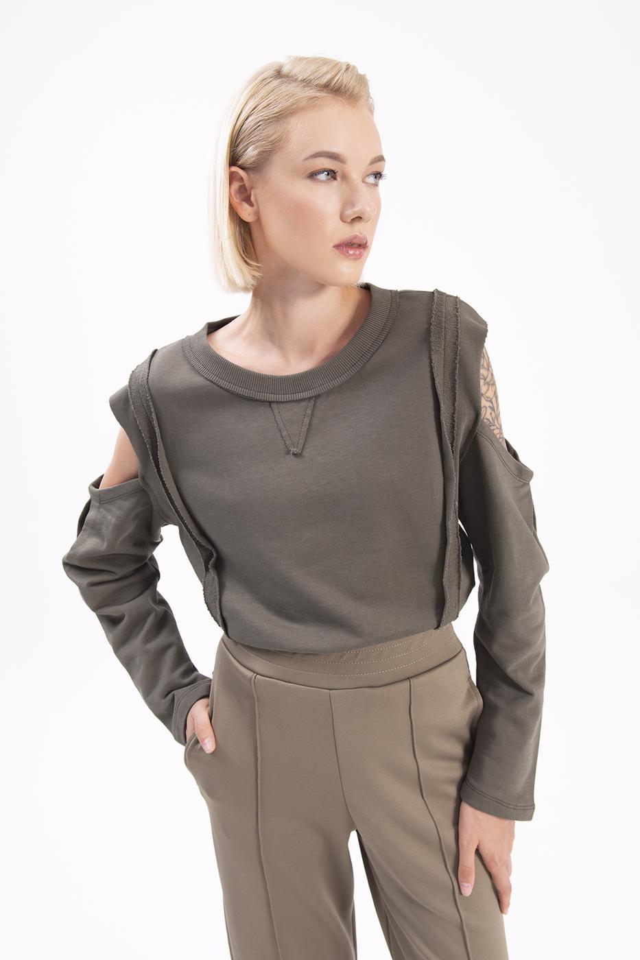 Bayan Haki Kol Pencereli Sweatshırt