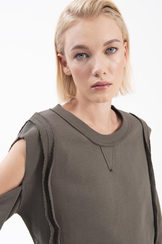 Bayan Haki Kol Pencereli Sweatshırt - BSL