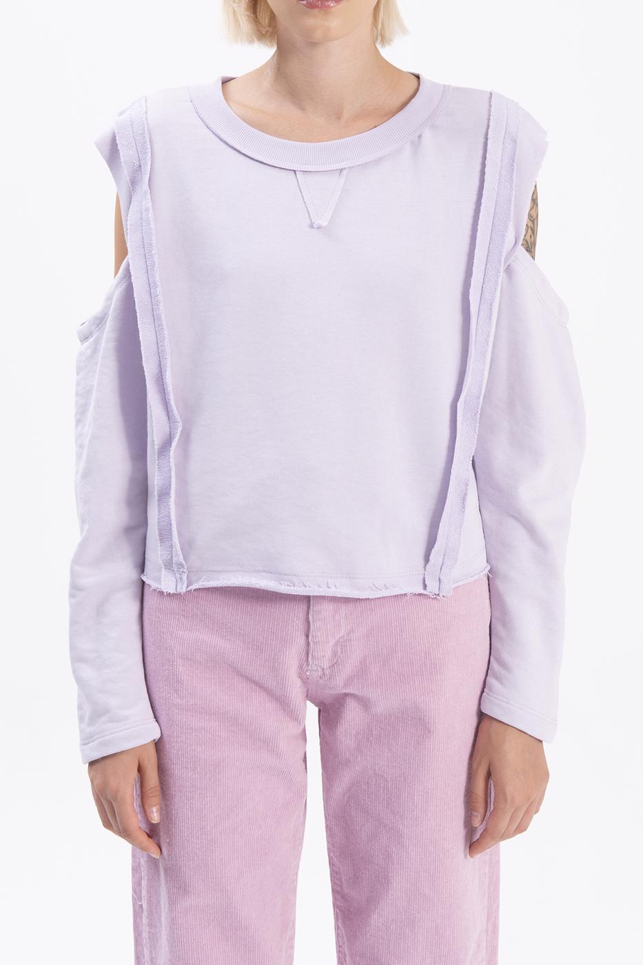 Bayan Lila Kol Pencereli Sweatshırt