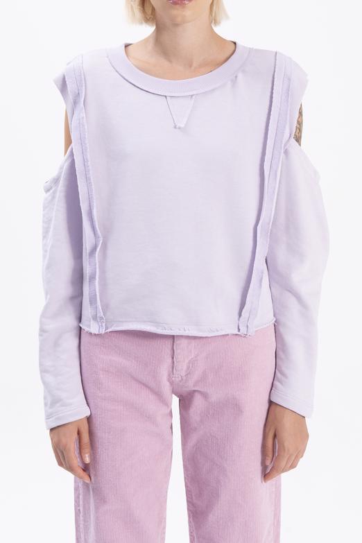 Bayan Lila Kol Pencereli Sweatshırt - BSL