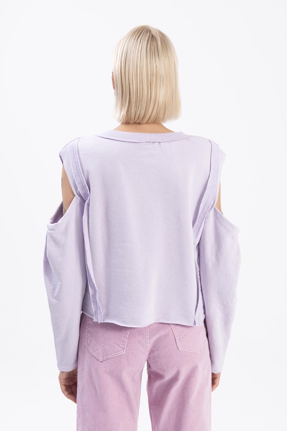 Bayan Lila Kol Pencereli Sweatshırt