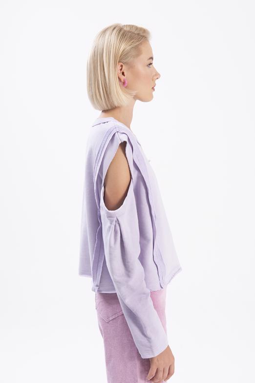 Bayan Lila Kol Pencereli Sweatshırt - BSL